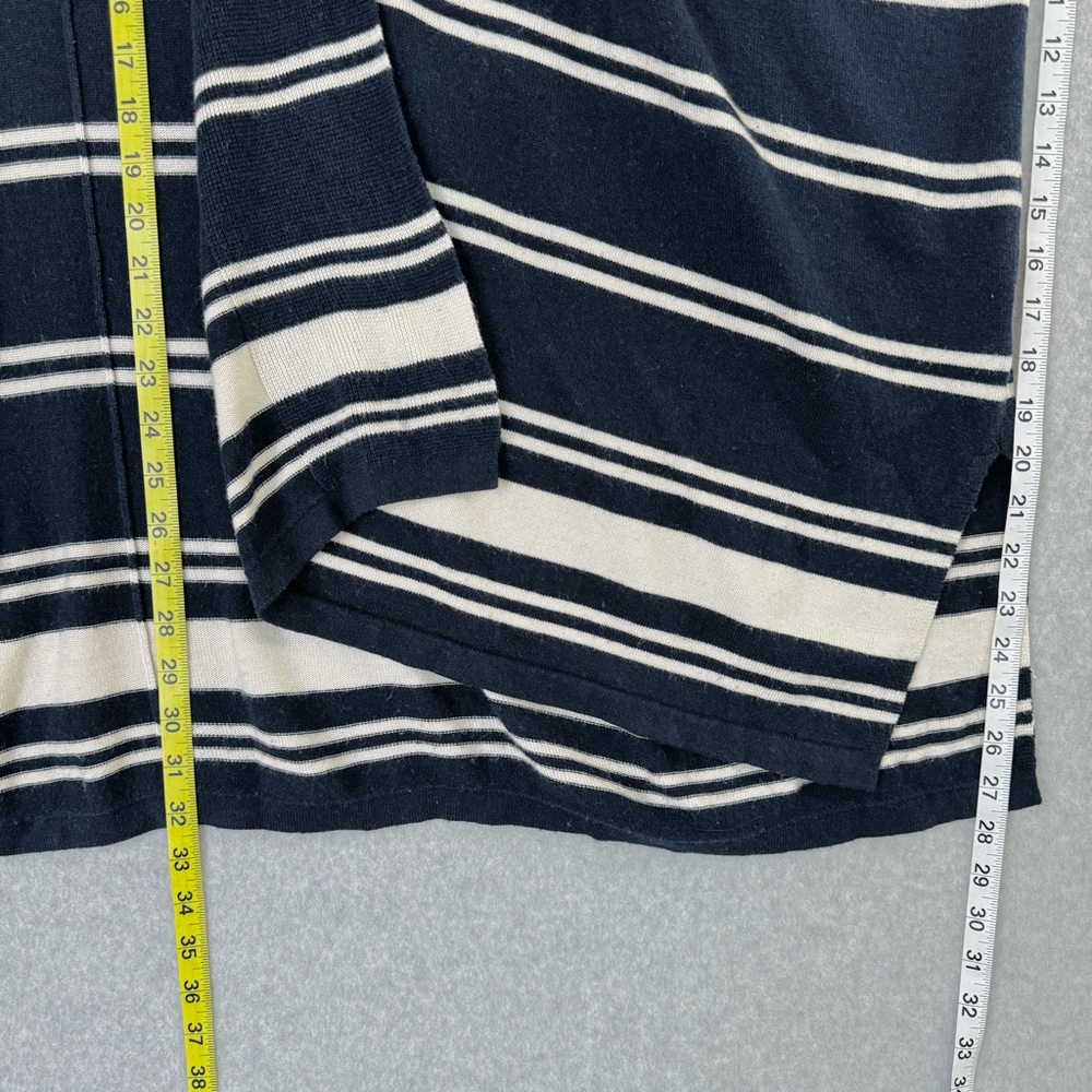 Lauren Ralph Lauren Silk Cashmere Poncho Sweater Blue White Striped Small Petite - Picture 16 of 16